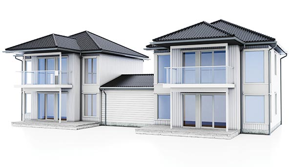 3D Rendering of White Multi-Family Building