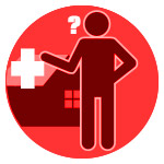 Person and House with Medical Symbol and Question Mark Icon