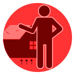 Person and House with Up Arrows Icon